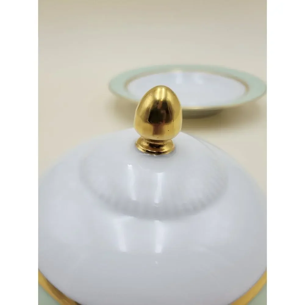 Tirschenreuth Clyde Porcelain Butter Dish Mint Green 4245 Mid-Century